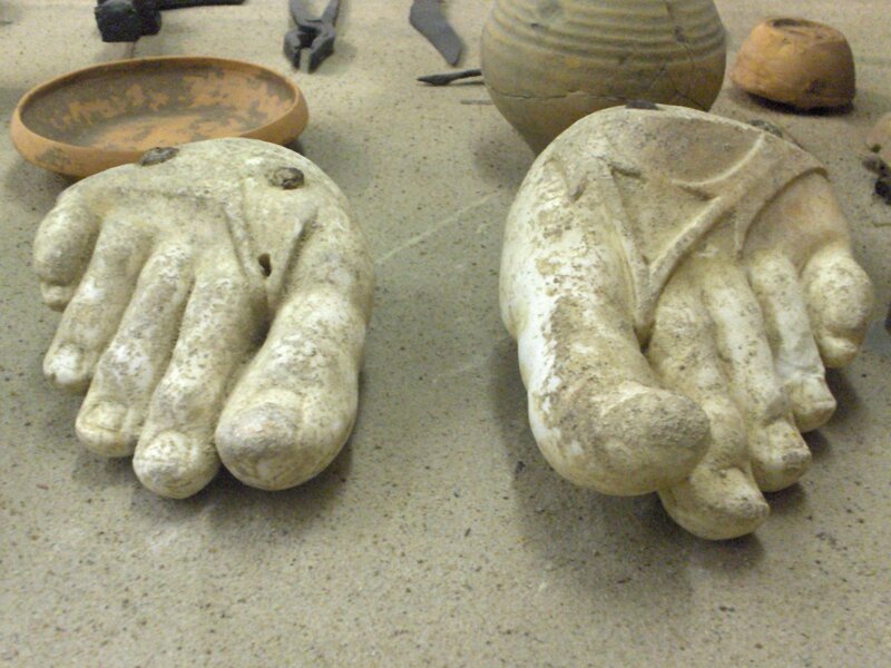 Ancient Stone Feet Sculptures