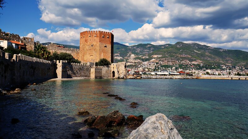 Ancient Stone Fortress — Blue, Dramatic, Afternoon