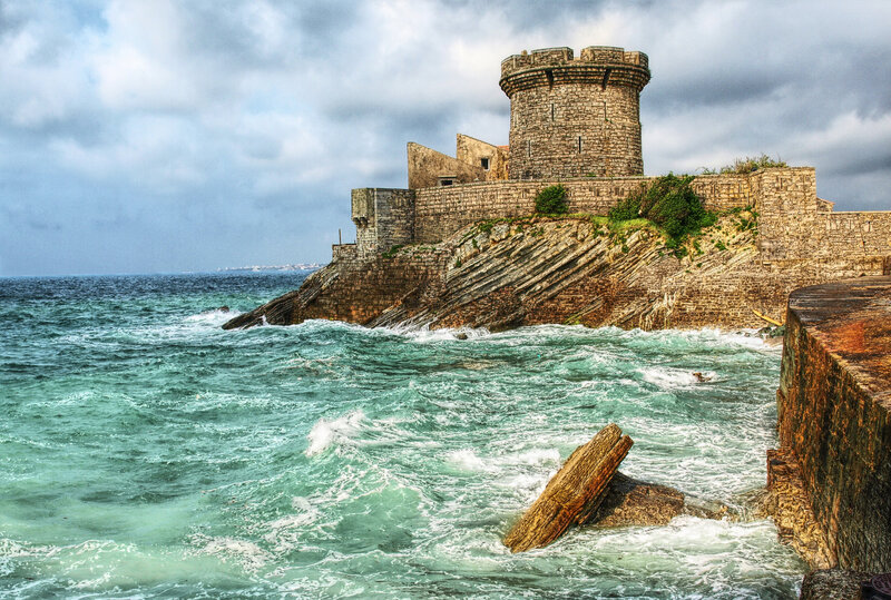 Ancient Stone Fortress — Blue, Dramatic, Photograph