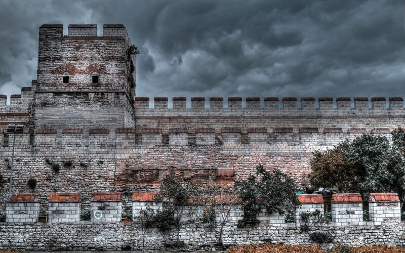 Ancient Stone Fortress — Gray, Dramatic, Photograph, Tower