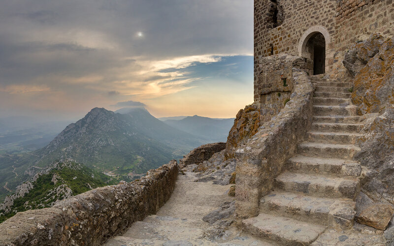 Ancient Stone Fortress — Gray, Dramatic, Sunset, Photograph