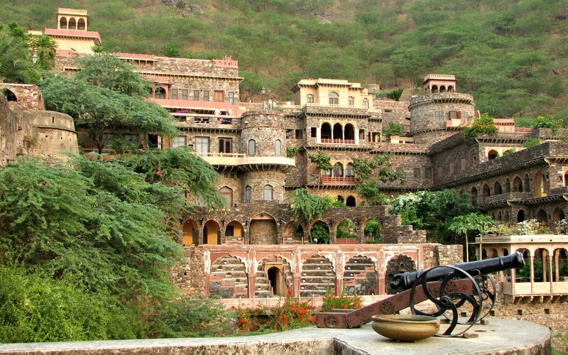 Ancient Stone Fortress — Green, Serene, Afternoon, Photograph, Cannon