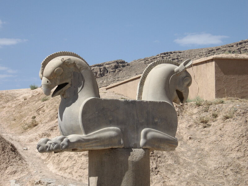 ancient stone griffin statues