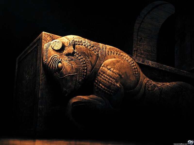 ancient stone guardian statue