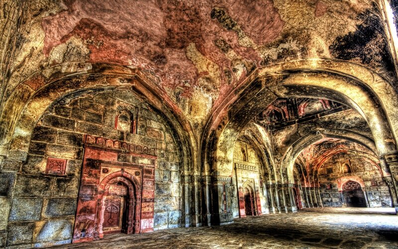 Ancient Stone Hall — Brown, Dramatic, Photograph