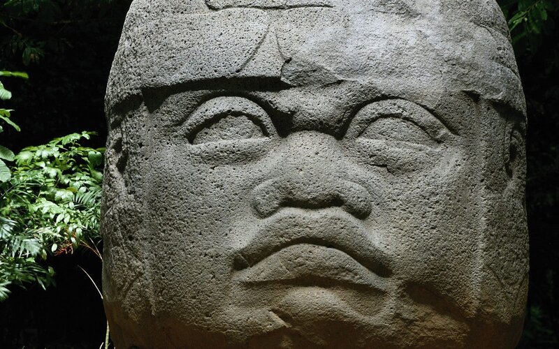 ancient stone head sculpture