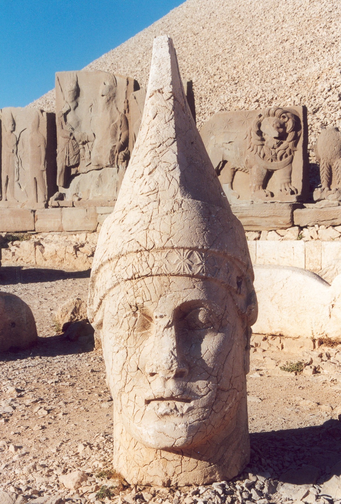 ancient stone head sculpture