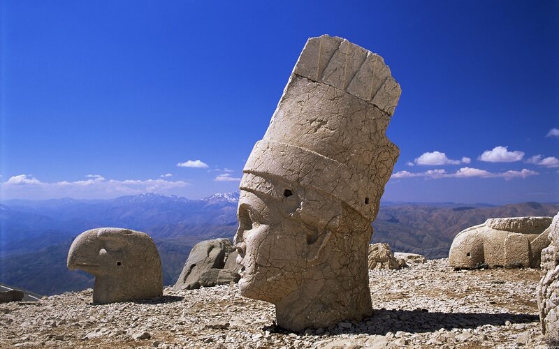 Ancient Stone Heads — Blue