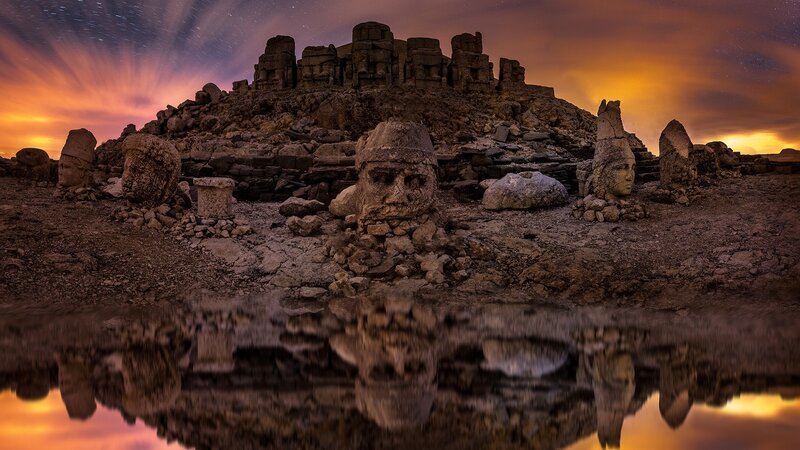 Ancient Stone Heads — Orange