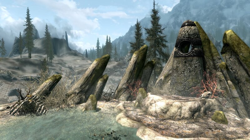 ancient stone monument in mountains