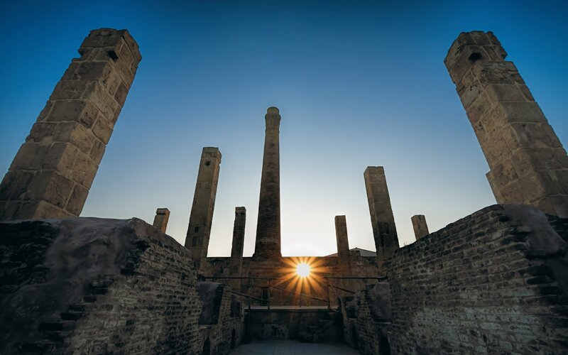 Ancient Stone Pillars — Blue, Dramatic