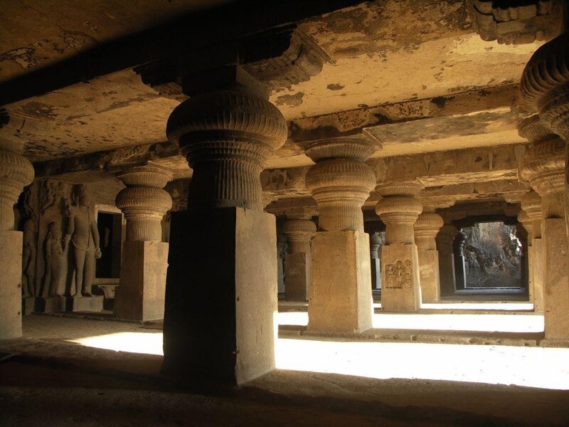 Ancient Stone Pillars — Brown, Dramatic, Photograph