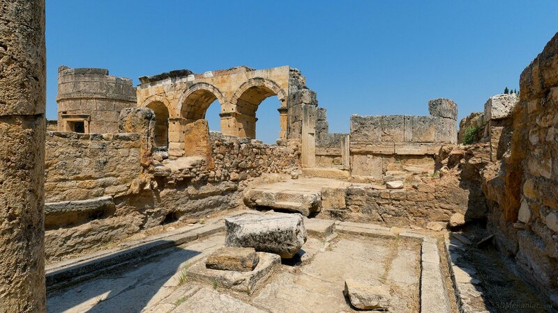 Ancient Stone Ruins — Blue, Serene, Afternoon, Photograph, Arches