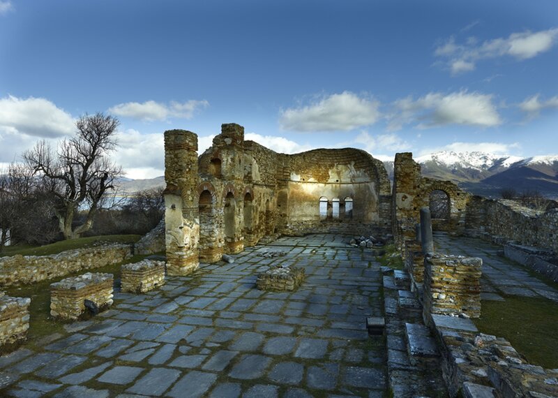 Ancient Stone Ruins — Blue, Serene, Afternoon, Photograph, Stone Walls