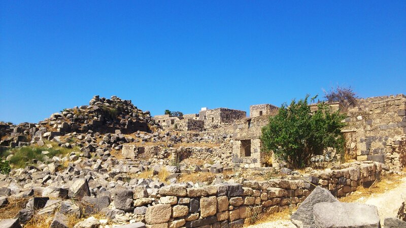 Ancient Stone Ruins — Blue, Serene, Afternoon, Photograph