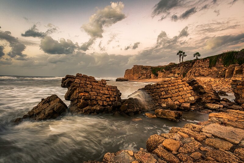 Ancient Stone Ruins — Brown, Dramatic, Sunset, Photograph