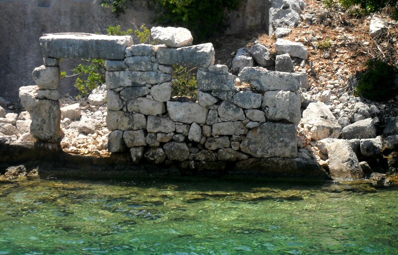 ancient stone ruins by the sea