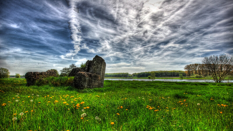 Ancient Stone Ruins — Green, Dramatic