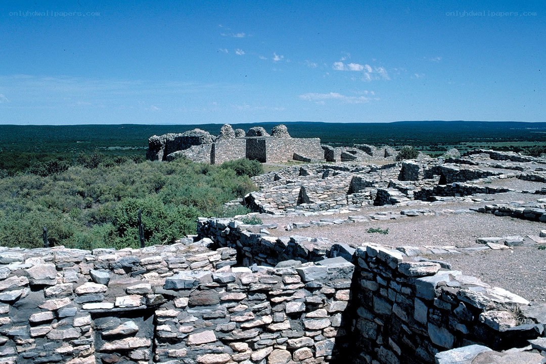 Ancient stone ruins in a desert landscape