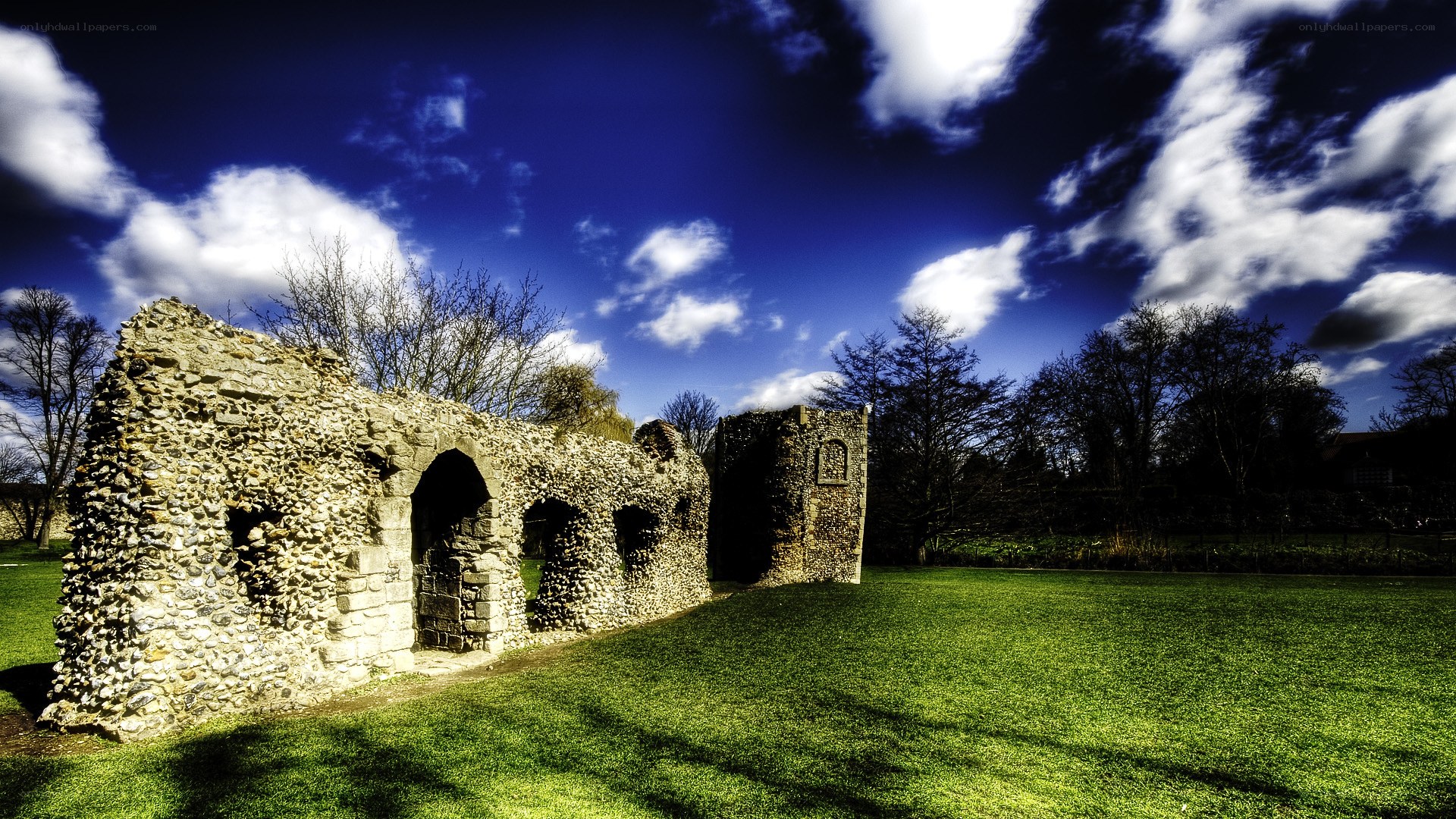 Ancient stone ruins in a park