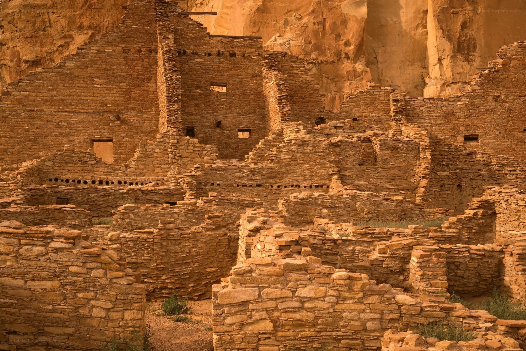 Ancient stone ruins in canyon