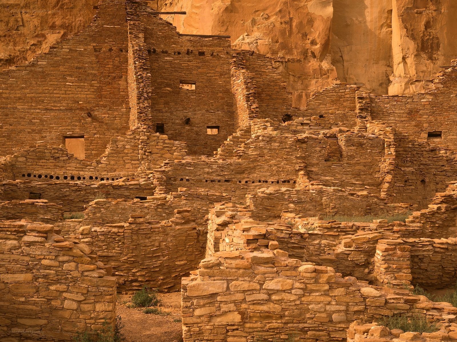 Ancient stone ruins in canyon