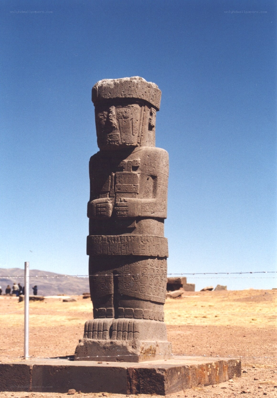 Ancient stone statue at Tiwanaku