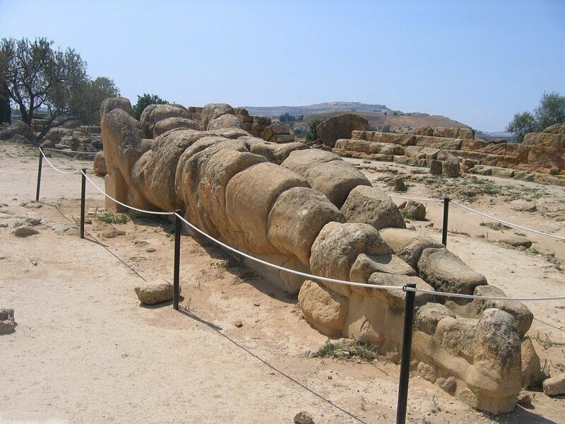 ancient stone statue fragments
