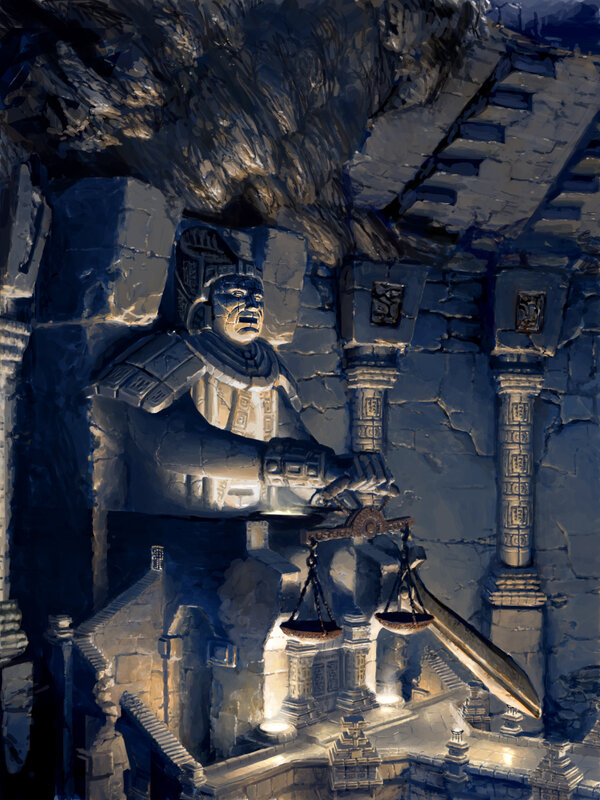 ancient stone statue in temple