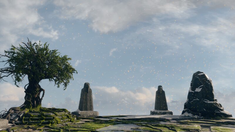 Ancient Stone Statues — Green, Serene, Afternoon