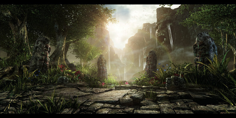 Ancient Stone Statues — Green, Serene