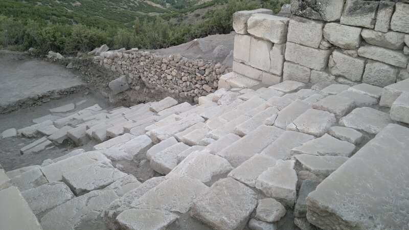 ancient stone steps at archaeological site