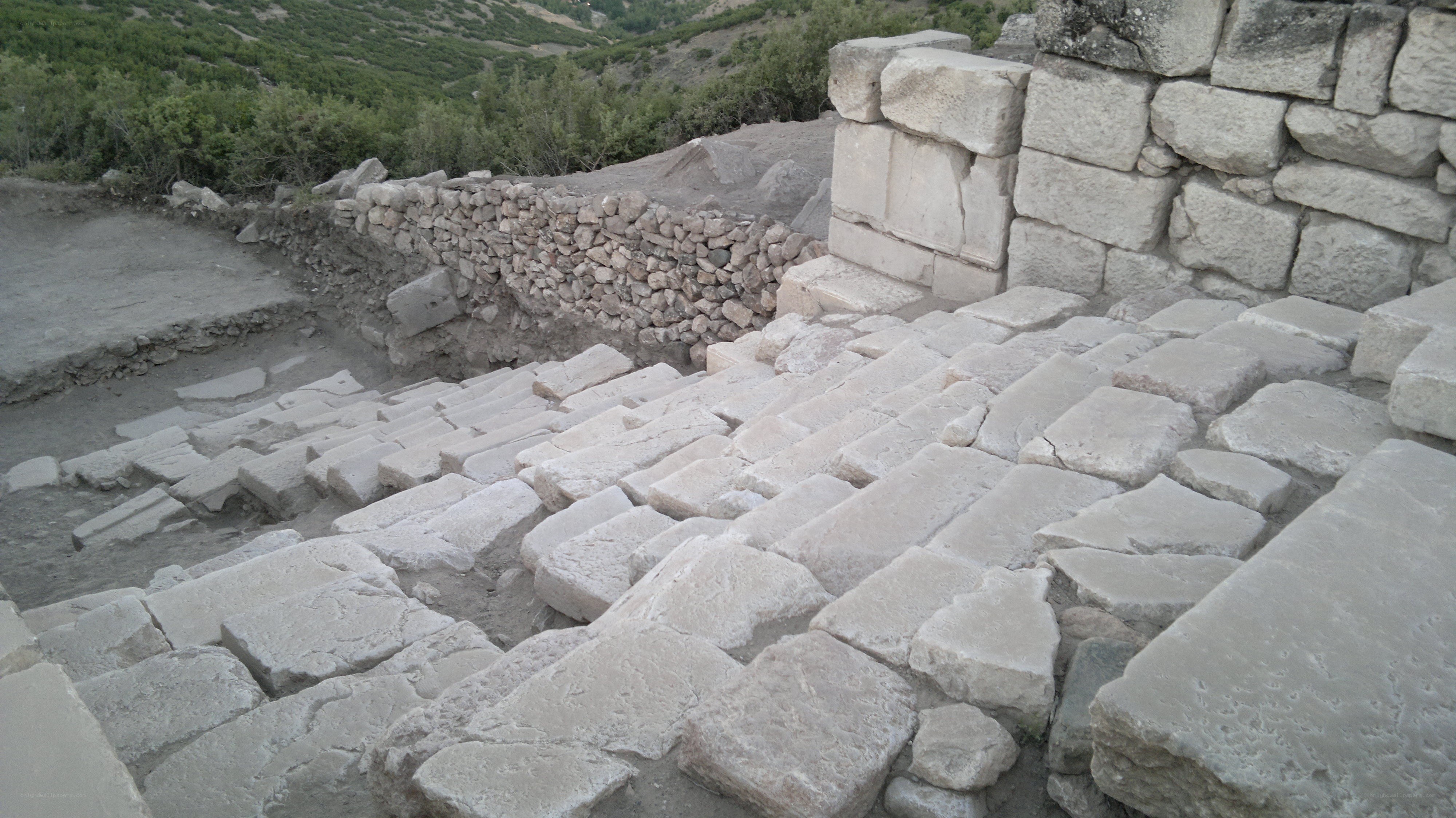 ancient stone steps at archaeological site