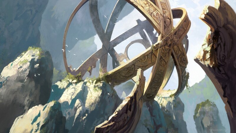 Ancient Stone Structure — Brown, Dramatic, Afternoon, Digital Art