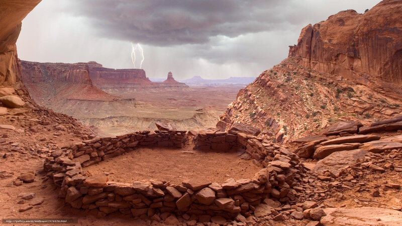 Ancient Stone Structure — Red, Dramatic, Afternoon, Photograph
