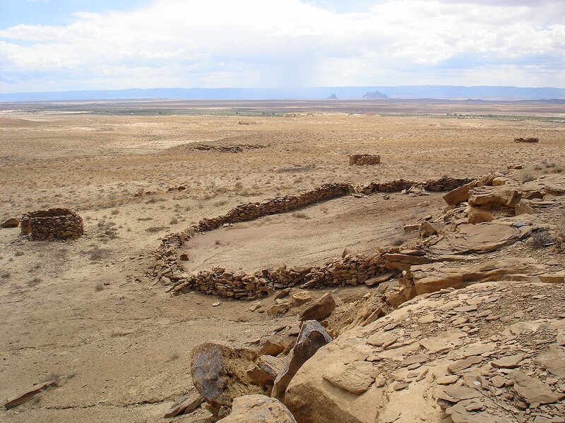 Ancient stone structures in desert