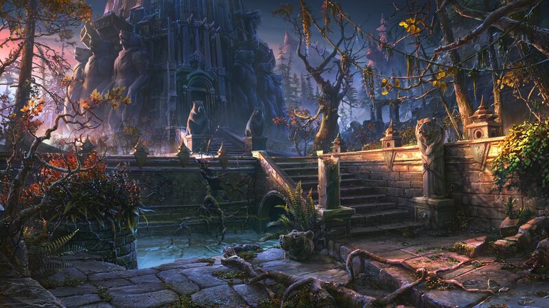 Ancient Stone Temple — Blue, Dramatic