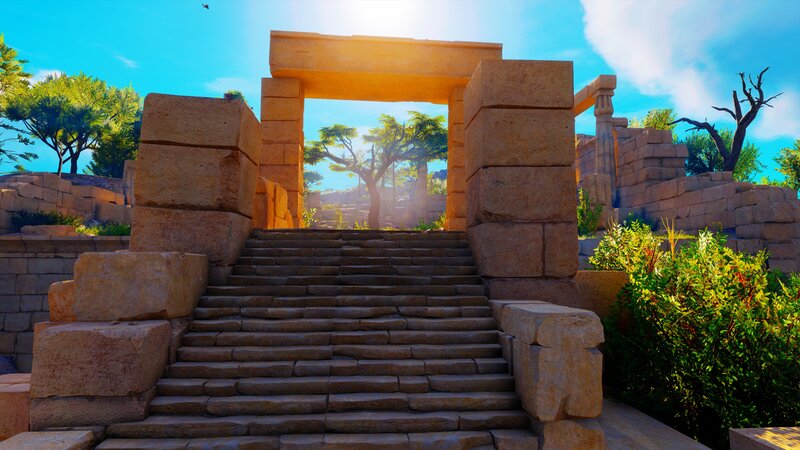 Ancient Stone Temple — Blue, Serene