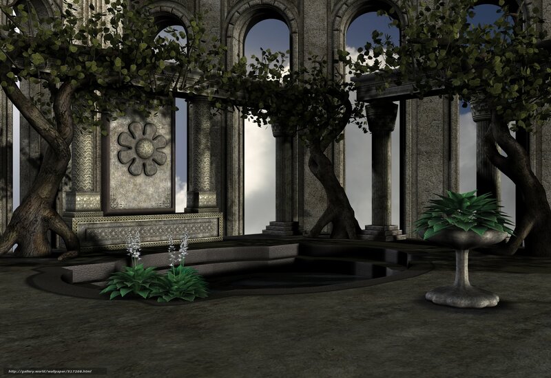 ancient stone temple garden