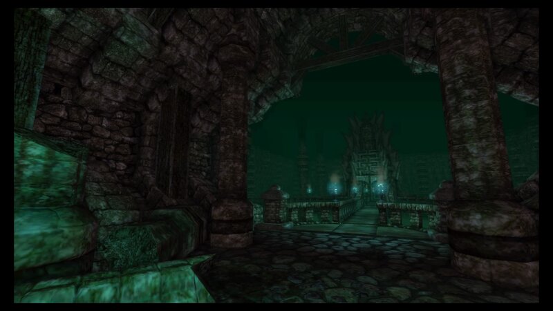Ancient Stone Temple — Green, Dark, Night