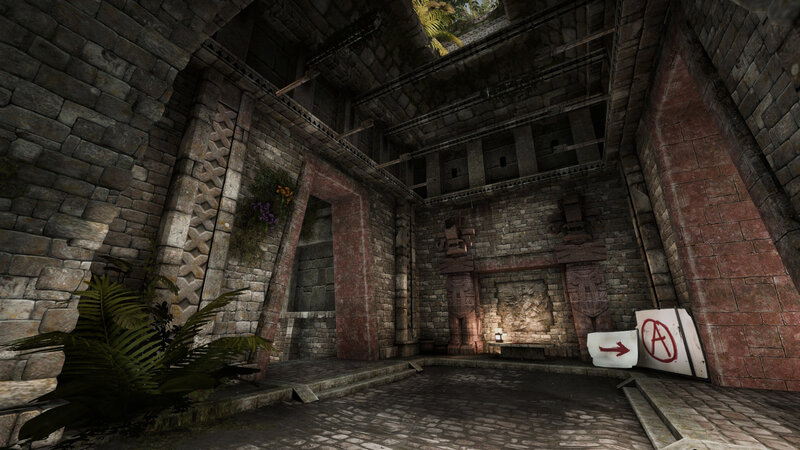 Ancient Stone Temple Interior — Gray