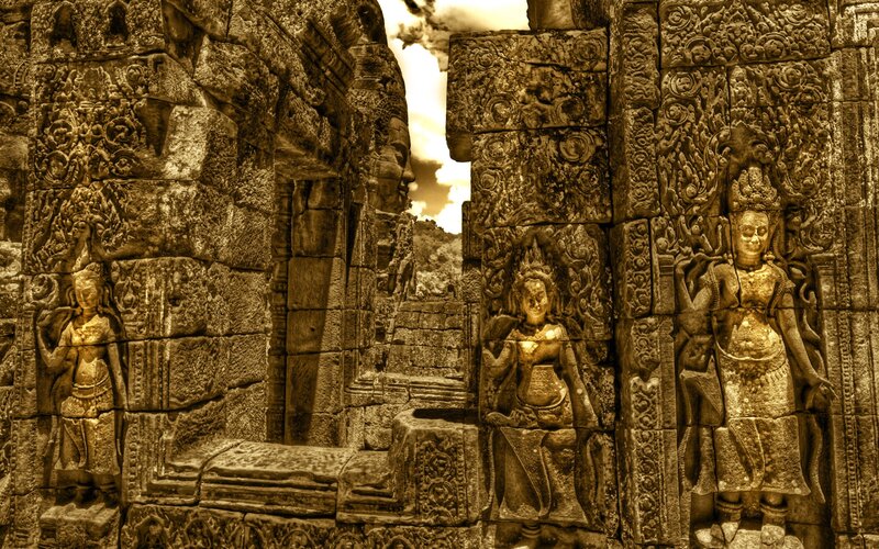 Ancient Stone Temple Ruins — Brown
