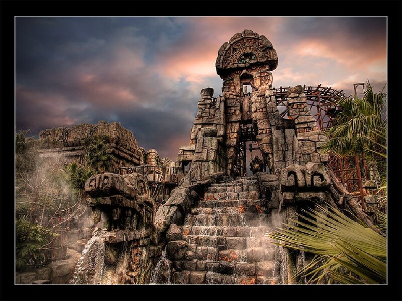 Ancient Stone Temple Ruins — Gray