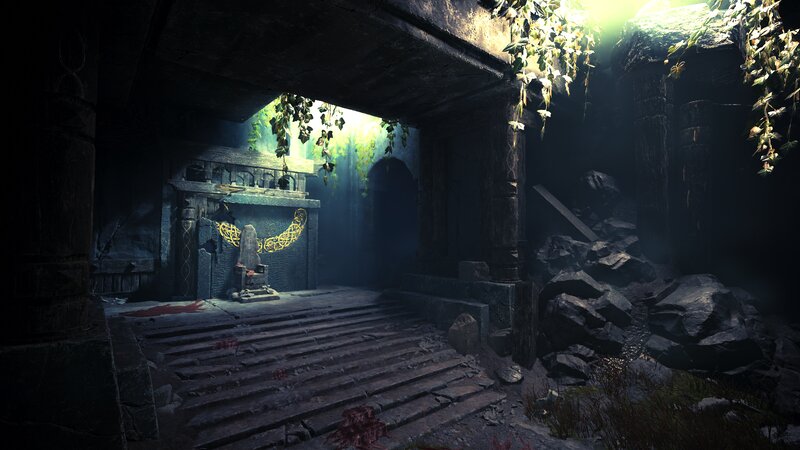 Ancient Stone Throne Room — Dark Gray
