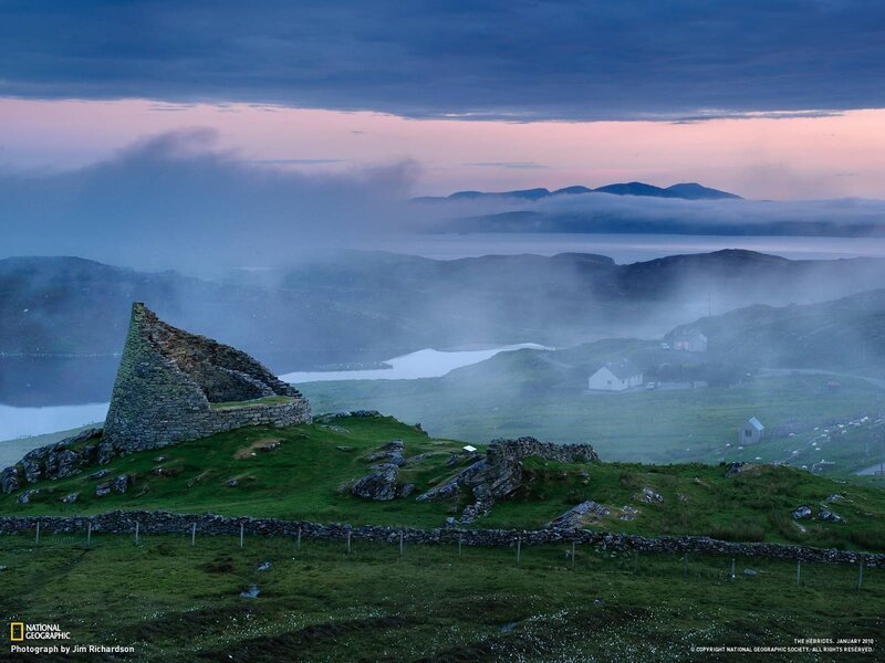 Ancient stone tower at dawn