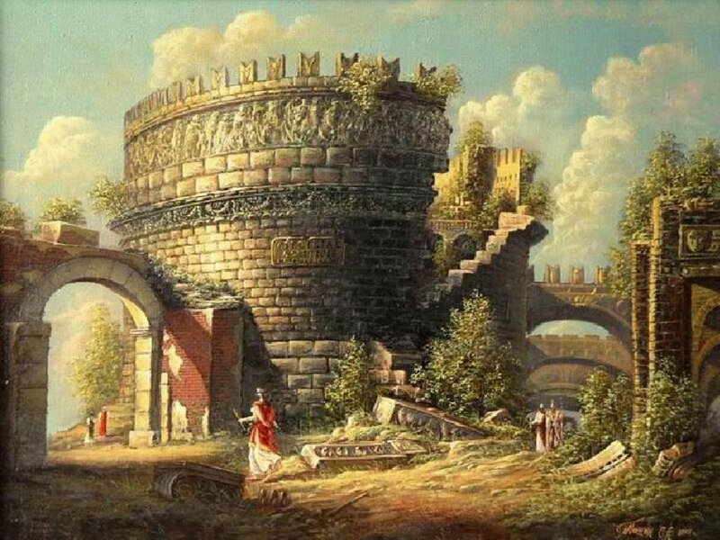 Ancient Stone Tower — Brown, Dramatic