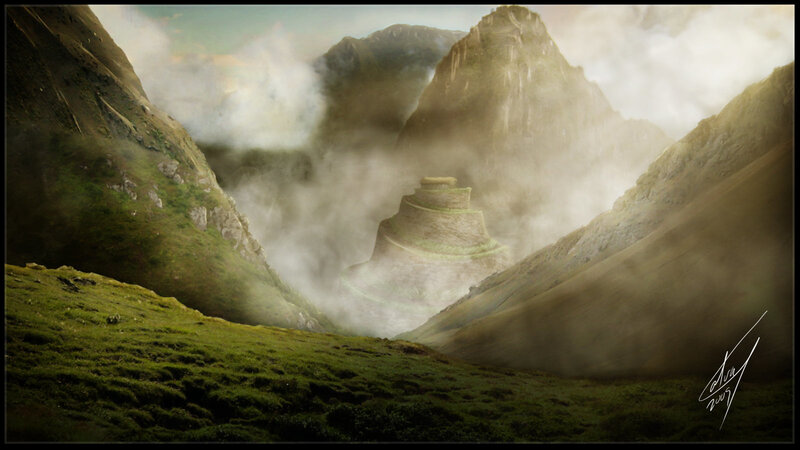 Ancient Stone Tower — Green, Mysterious