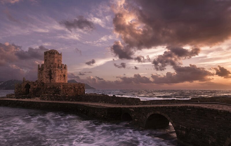 Ancient Stone Tower — Purple, Dramatic