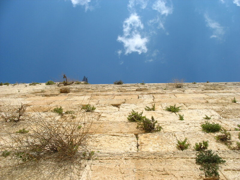 Ancient Stone Wall — Blue, Serene, Afternoon