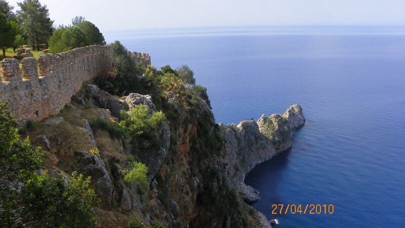 Ancient Stone Wall on Cliff